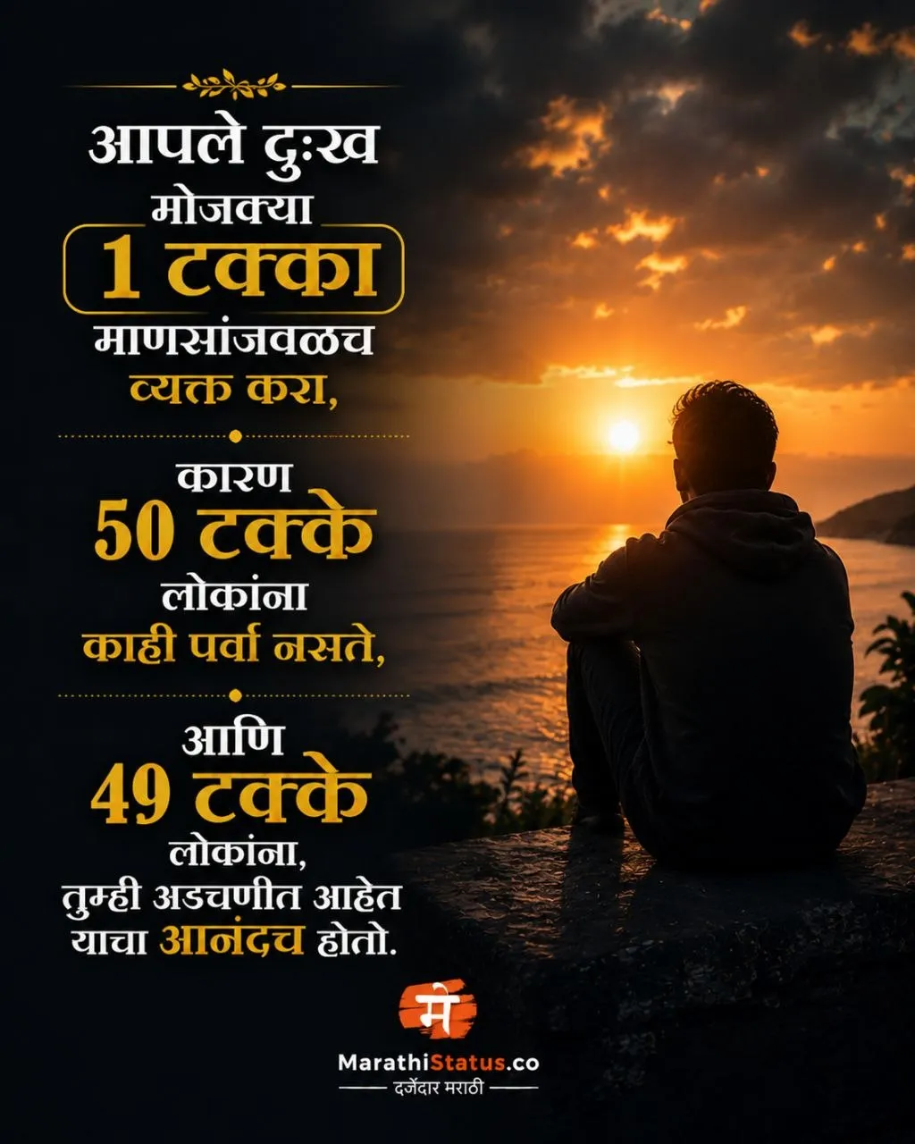 आपले दुःख मोजक्या माणसांजवळ व्यक्त करा Marathi Life Status