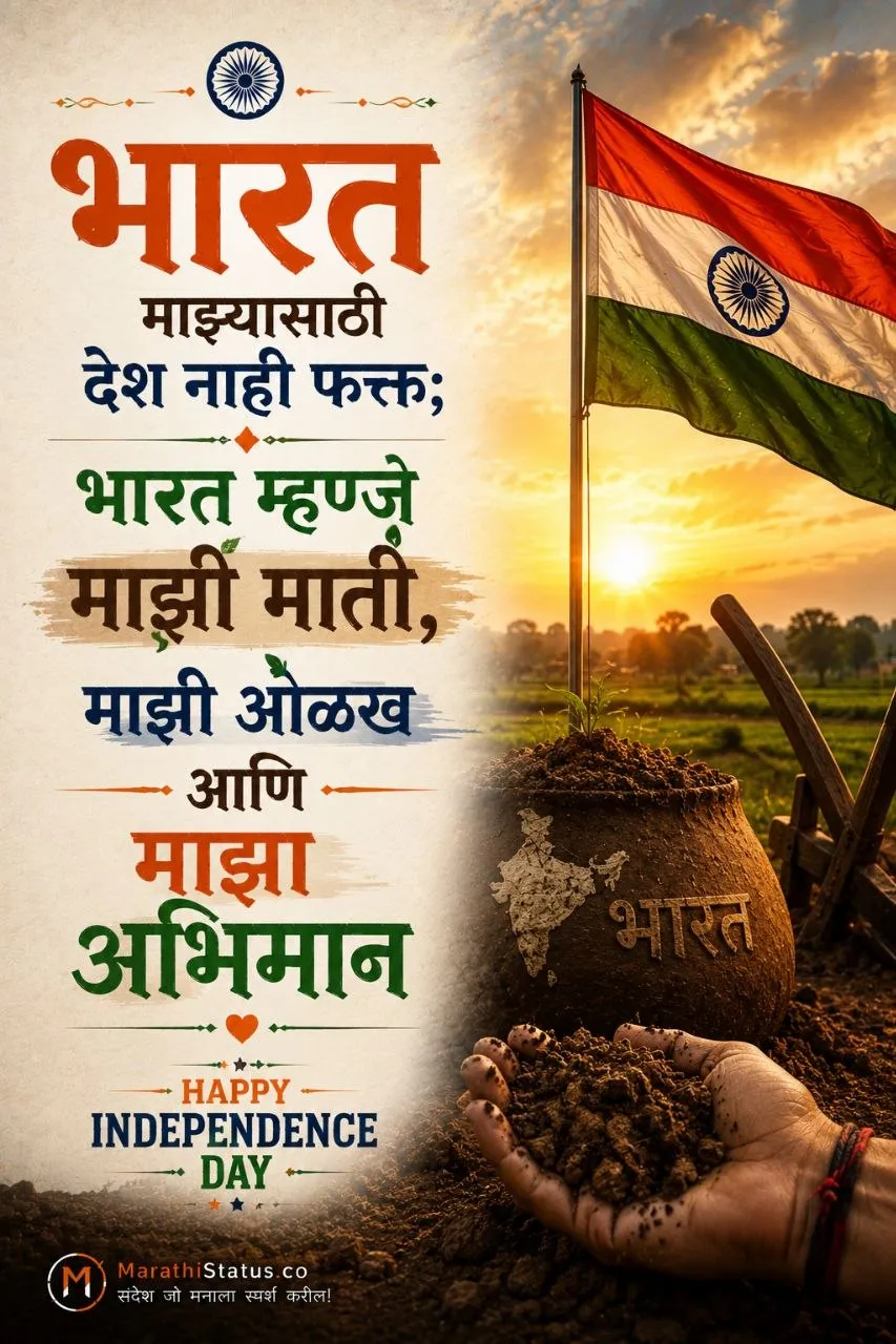 भारत म्हणजे माझी माती, माझी ओळख आणि माझा अभिमान सांगणारा Marathi Patriotic Status