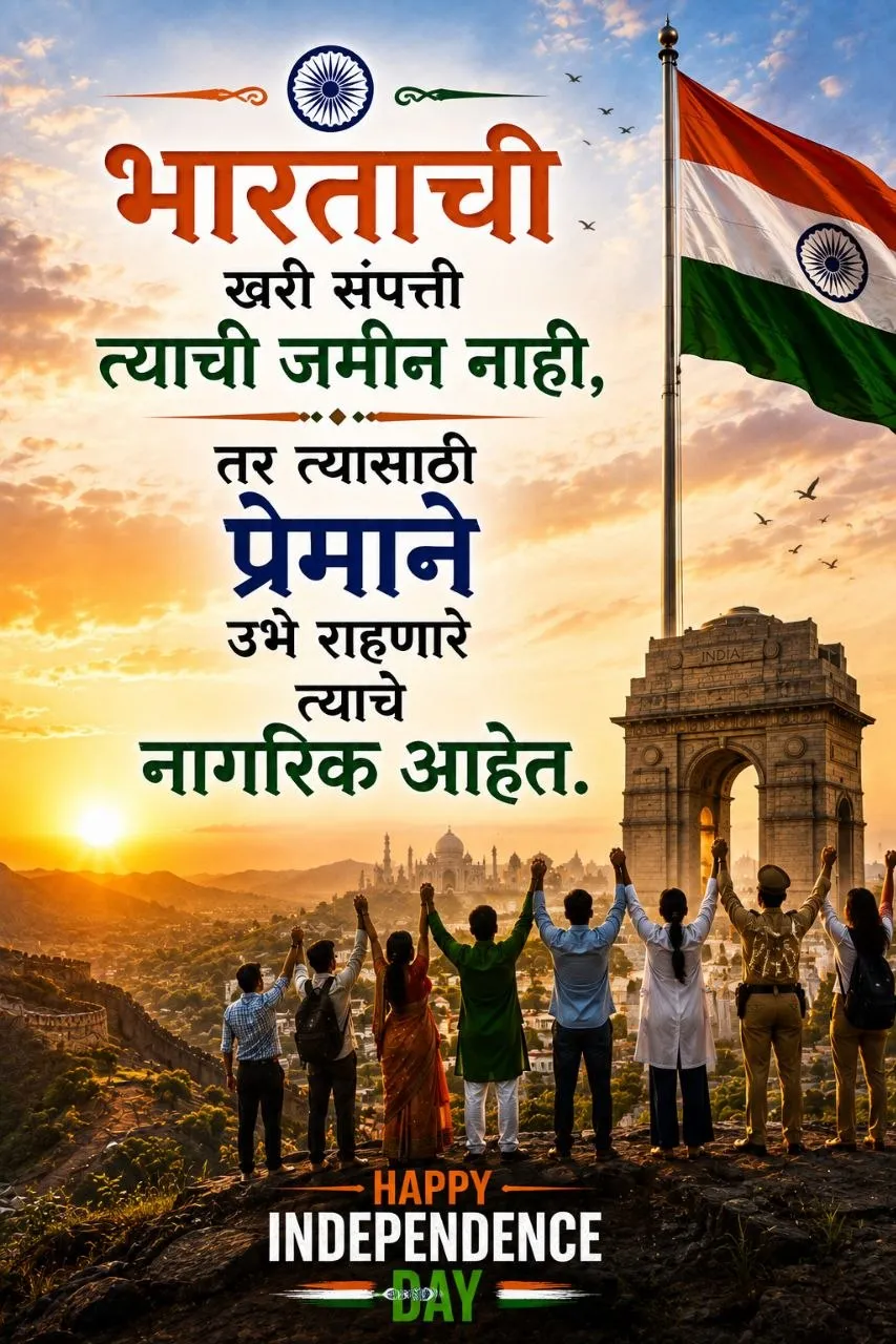 भारताची खरी संपत्ती त्याचे नागरिक आहेत Marathi Independence Day Status