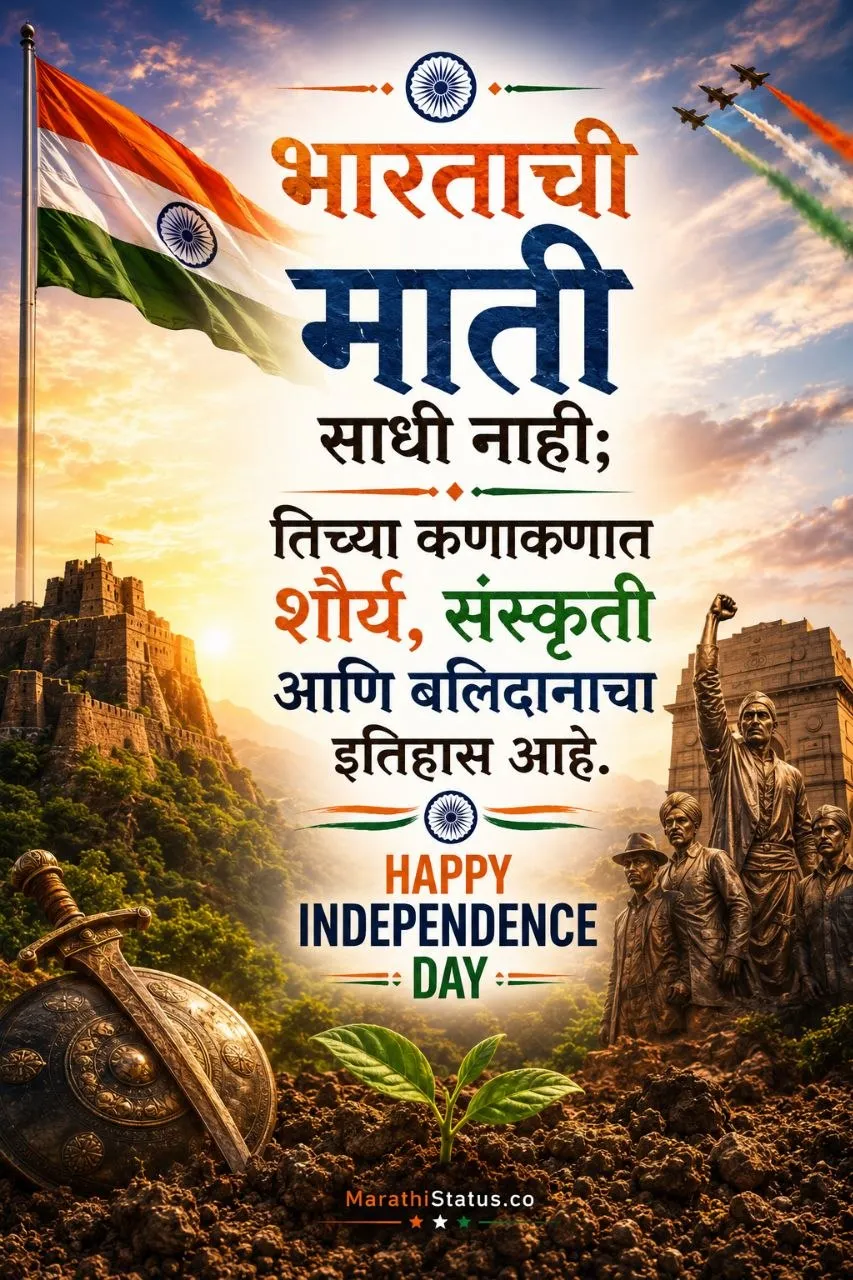 भारताच्या मातीतील शौर्य, संस्कृती आणि बलिदान दर्शवणारा Marathi Patriotic Status