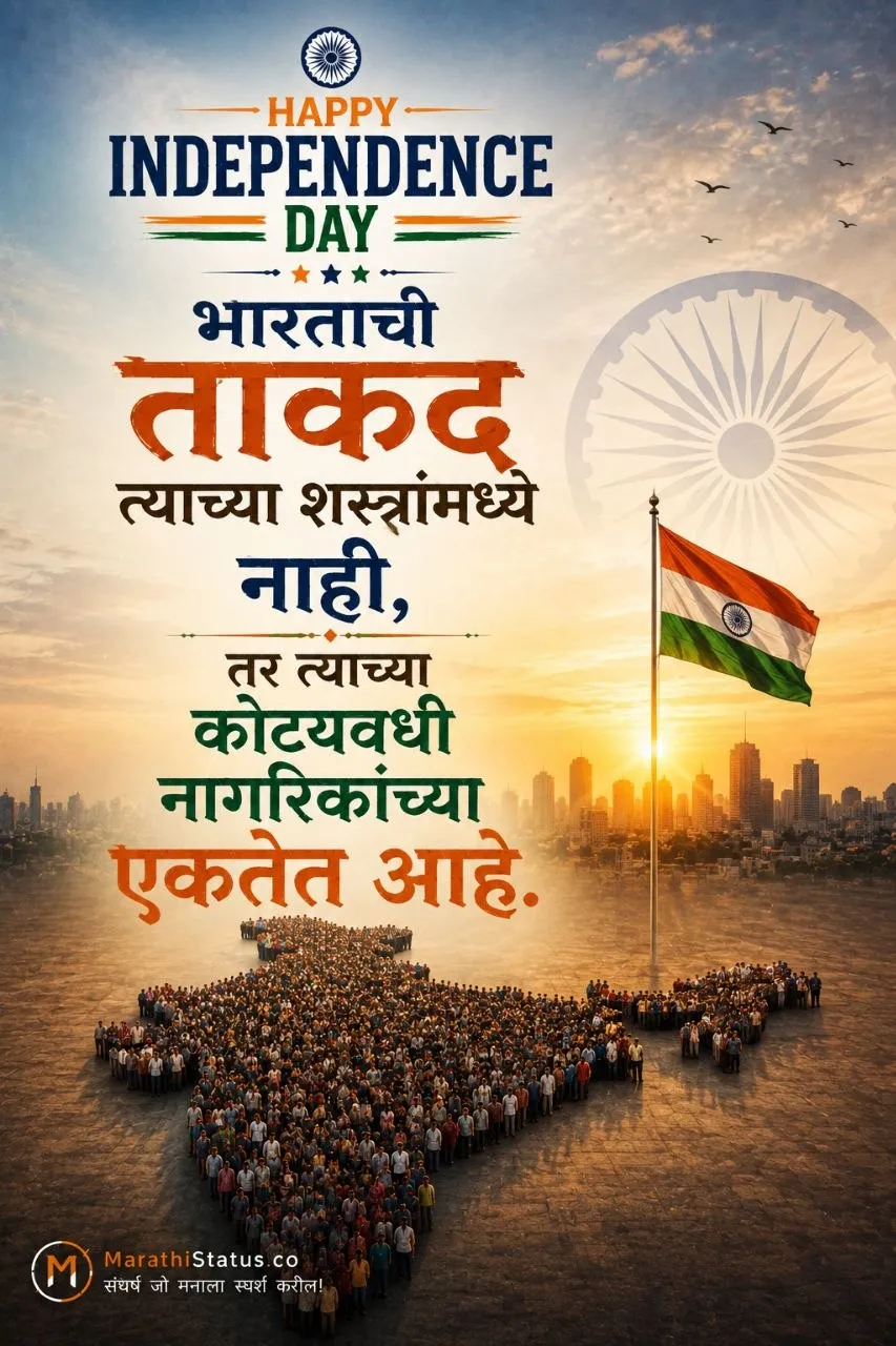 भारताची ताकद नागरिकांच्या एकतेत असल्याचा देशभक्तीपर संदेश Marathi Patriotic Status