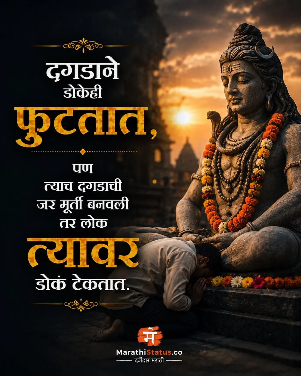 दगडाने डोकेही फुटतात पण त्याच दगडाची मूर्ती बनवली तर लोक डोकं टेकतात Marathi Life Status