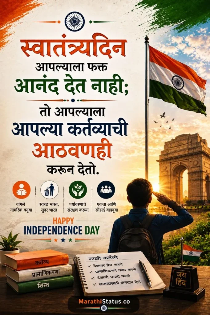 स्वातंत्र्य दिनाचे सुंदर मराठी स्टेटस | 15 August Special