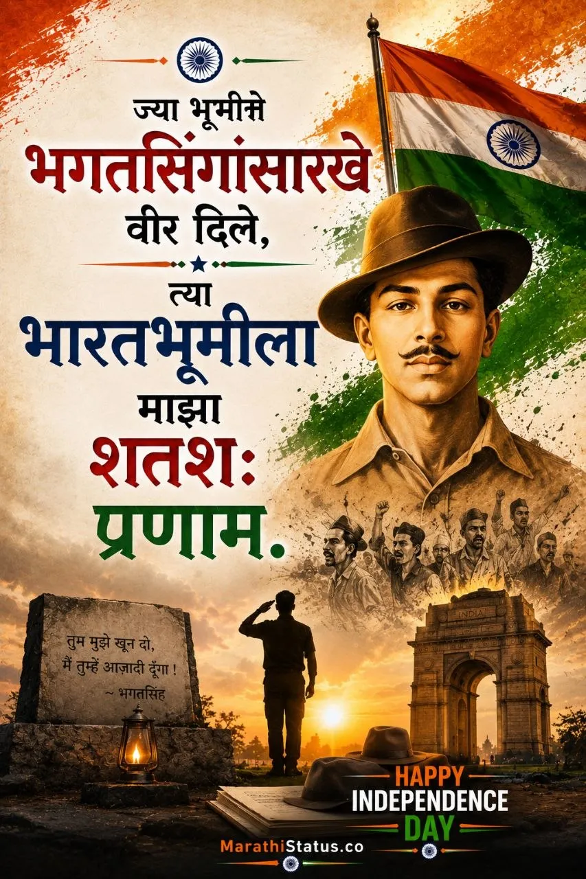 मातृभूमीसाठी प्राण देणाऱ्या वीर जवानांना श्रद्धांजली Marathi Independence Day Status