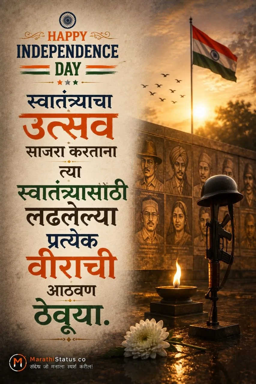 स्वातंत्र्याचा उत्सव आणि स्वातंत्र्यासाठी लढलेल्या वीरांची आठवण सांगणारा Marathi Patriotic Status