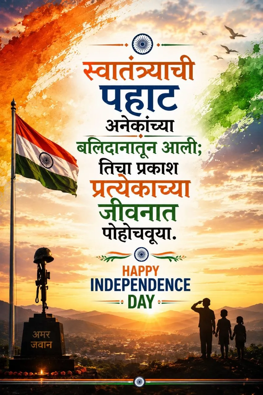 बलिदानातून आलेल्या स्वातंत्र्याची पहाट दर्शवणारा Marathi Patriotic Status